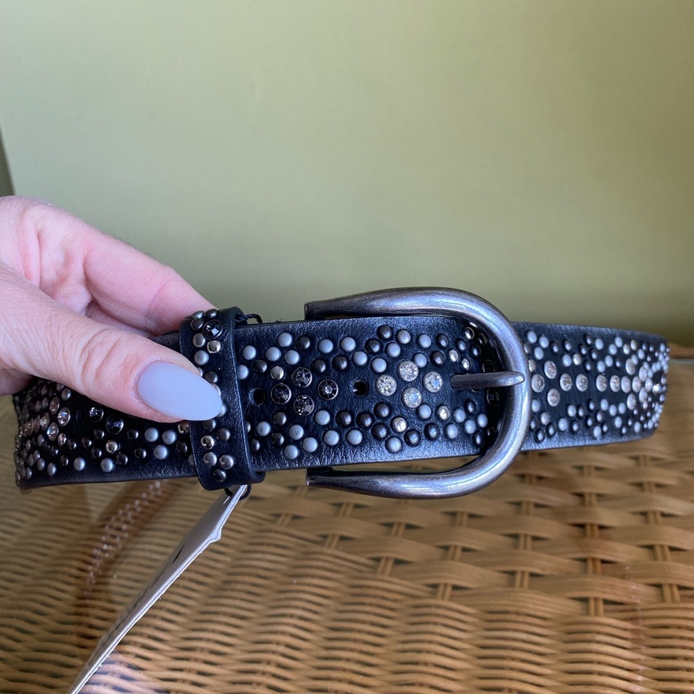 Studded Black Leather Belt